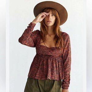 NWT Free People Silent Rawr Printed Top
